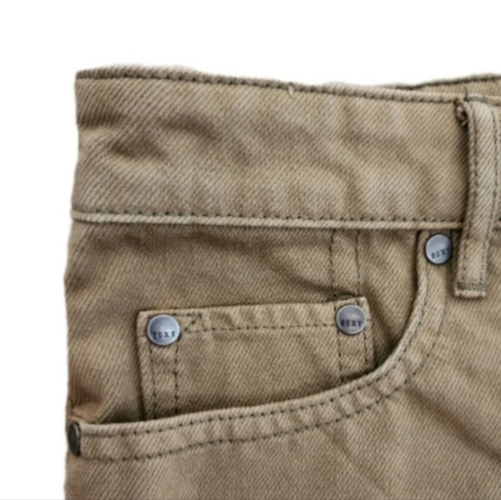 Roxy Embroidered Denim Cut Off Shorts Tan Size 26